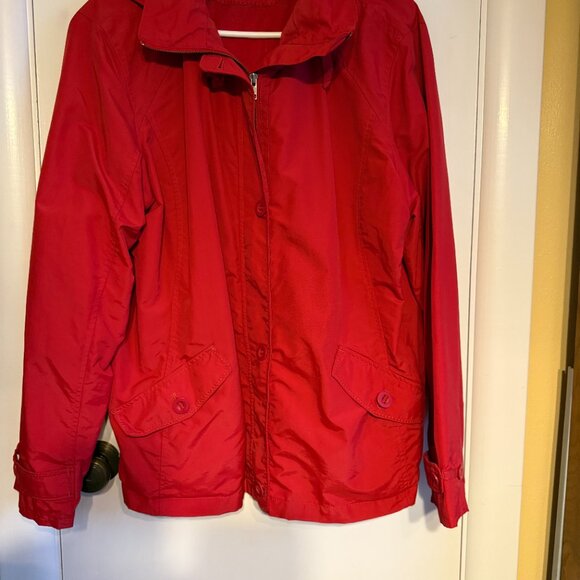 Lands' End Windbreaker Jacket Waterproof Red Women’s Size XL - Picture 1 of 3